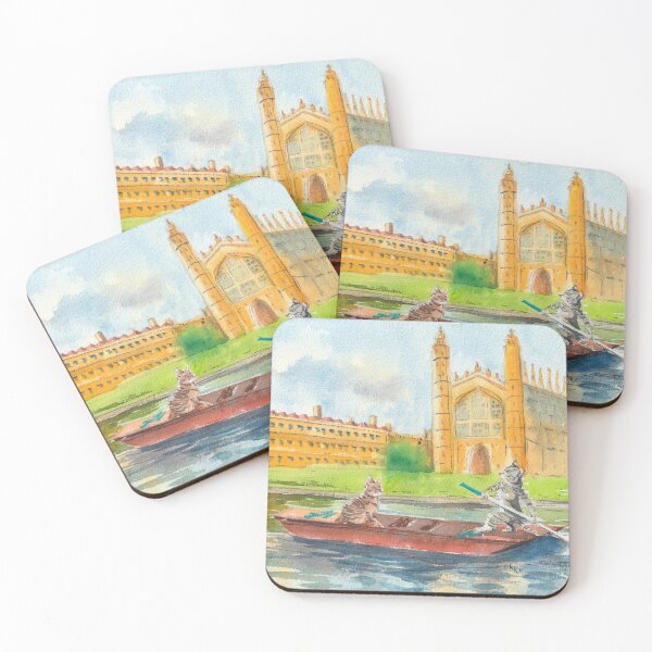 Item preview, Cat Punt on River Cam Watercolour Art designed and sold by ErinsGarden.