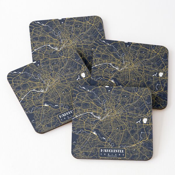 Item preview, Manchester City Map of England - Gold Art Deco designed and sold by deMAP.