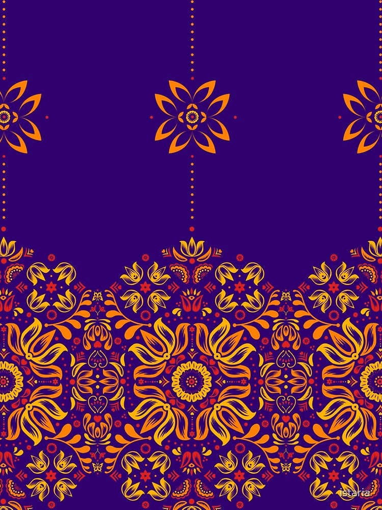 Fiery Floral Folk Pattern by istaria