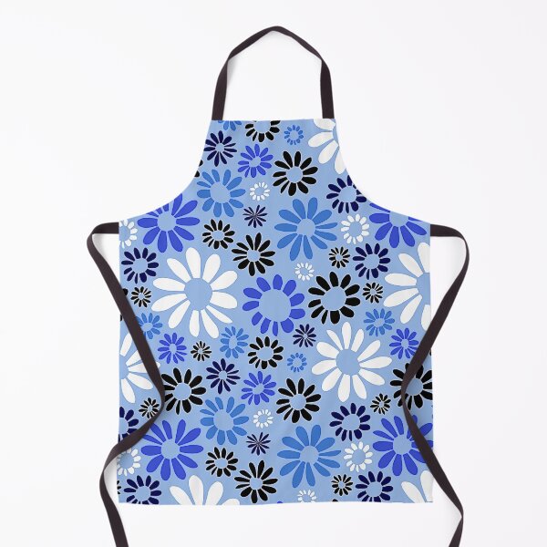Artikelvorschau, Retro-Blumenmuster in Blau, Türkis, Weiß und Schwarz entworfen und verkauft von DEC02.