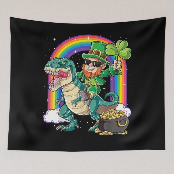Item preview, Dinosaur St Patricks Day Boys Kids Leprechaun Riding T Rex, Handmade designed and sold by HALLHOCLA.