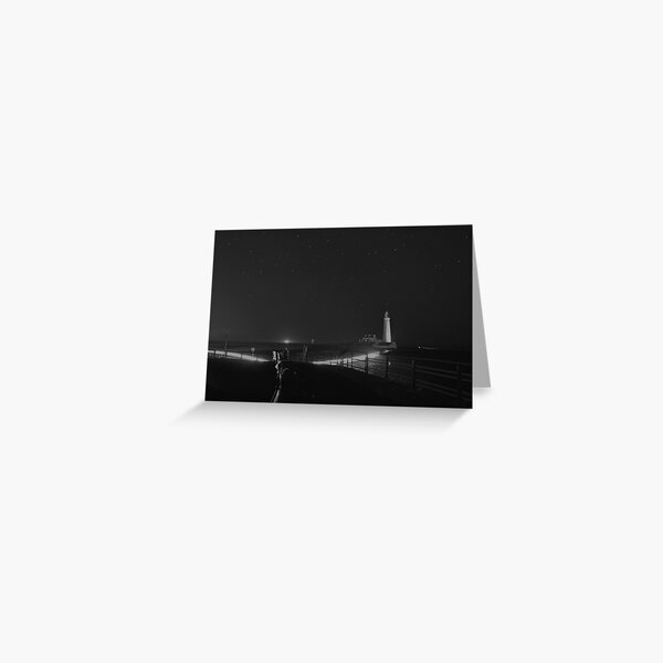 St Mary's Lighthouse - B&W Greeting Card