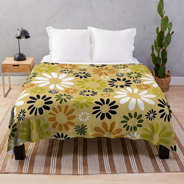 Item preview, Retro Floral Pattern In Orange, Olive, White, Black designed and sold by DEC02.