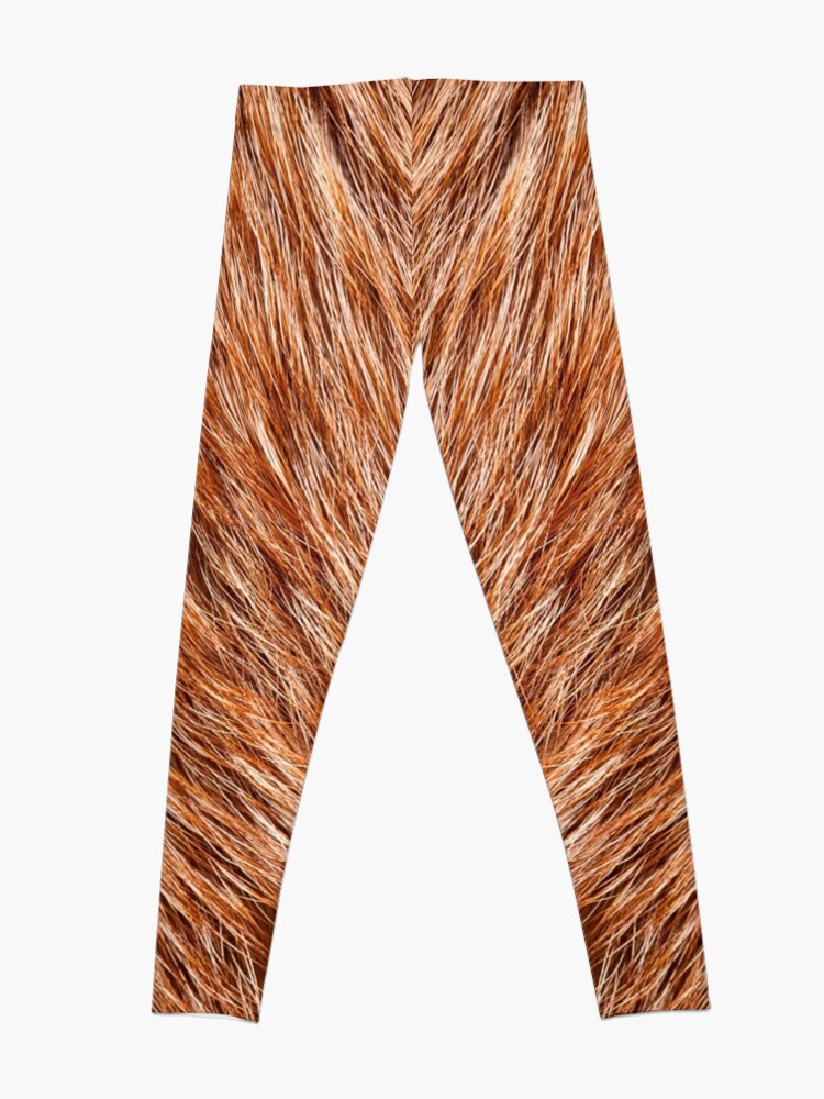 Alternate view of Red fox rough fur texture cloth abstract Leggings