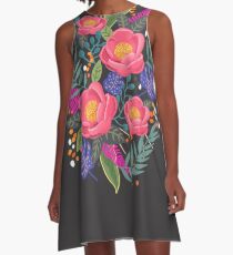 Vestido acampanado Lámina Night Blossom