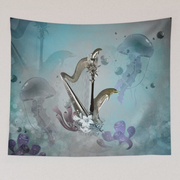 Item preview, Wonderful harp with dolphin designed and sold by nicky2342.