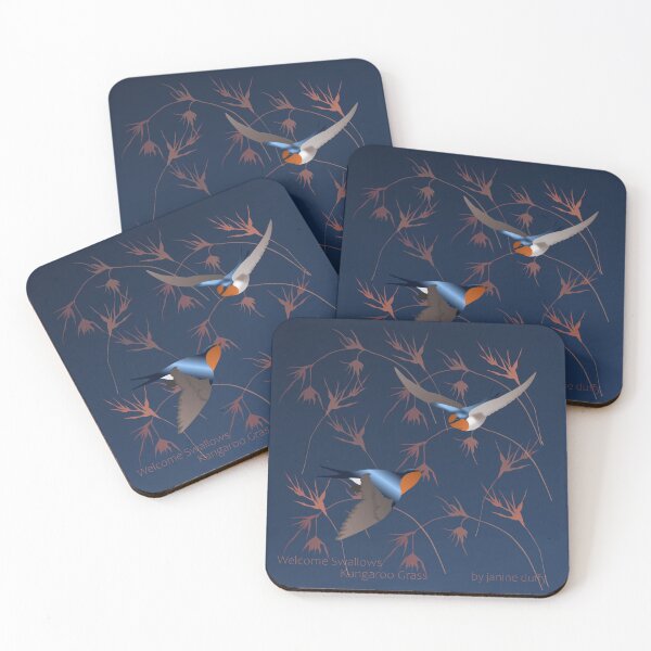 Item preview, Welcome Swallows over Kangaroo Grass on navy designed and sold by koalajanine.