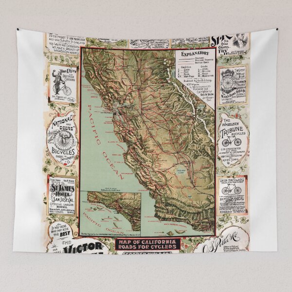 Item preview, California - Roads map for cyclers - United States - 1895 designed and sold by paulrommer.
