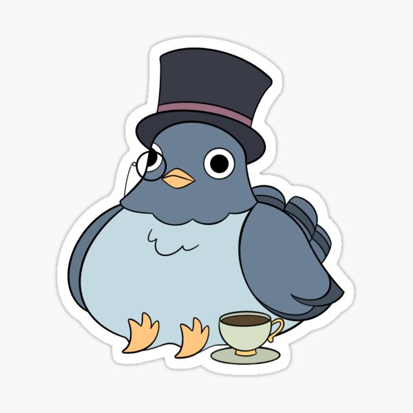 Pigeon Gentleman With Tea Sticker