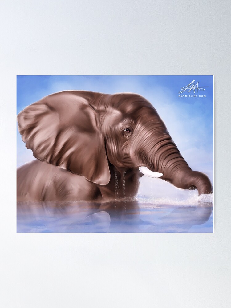 Thumbnail 2 of 3, Poster, Digital Elephant designed and sold by wayneflint.