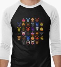 NEW - FNAF Multiple Animatronics - (Dec 2016) - Pixel art Men's Baseball ¾ T-Shirt