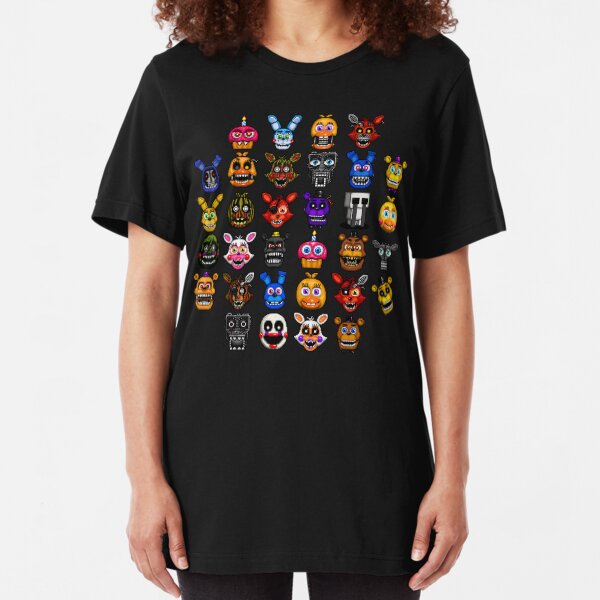 NEW - FNAF Multiple Animatronics - (Dec 2016) - Pixel art Slim Fit T-Shirt