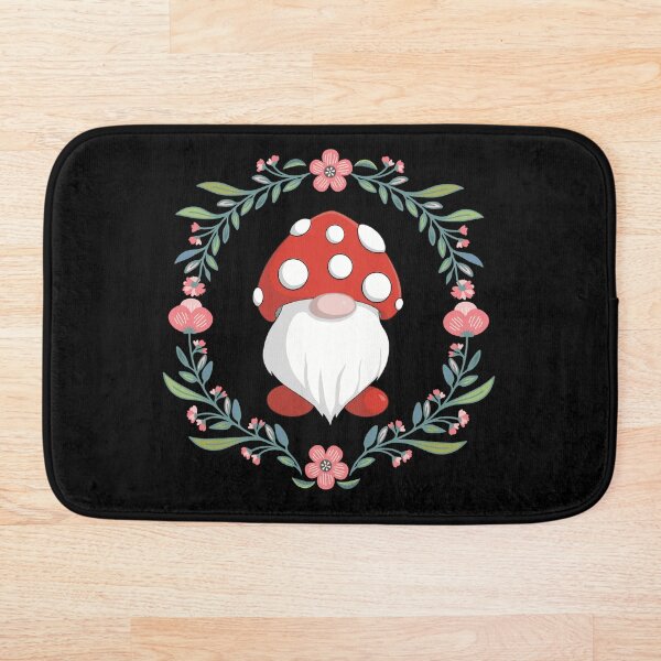 Artikelvorschau, Kawaii-Pilz-Gnome mit Blumenkranz-Hintergrund entworfen und verkauft von OnyxTurtle.