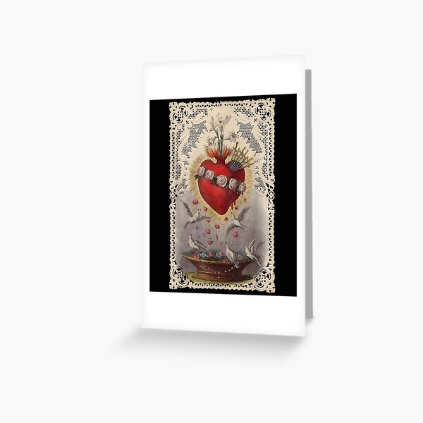 Immaculate Heart of Mary Vintage Catholic Holy Cards Blessed Greeting Card