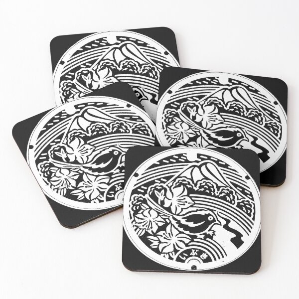 Item preview, Bird in front of mountain on manhole in Japan - white designed and sold by mattraski.