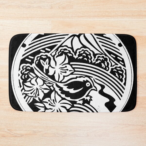 Item preview, Bird in front of mountain on manhole in Japan - white designed and sold by mattraski.