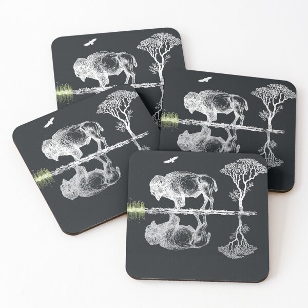 Item preview, Bison Are Reflected On The Lake Shore. designed and sold by Orchouk.