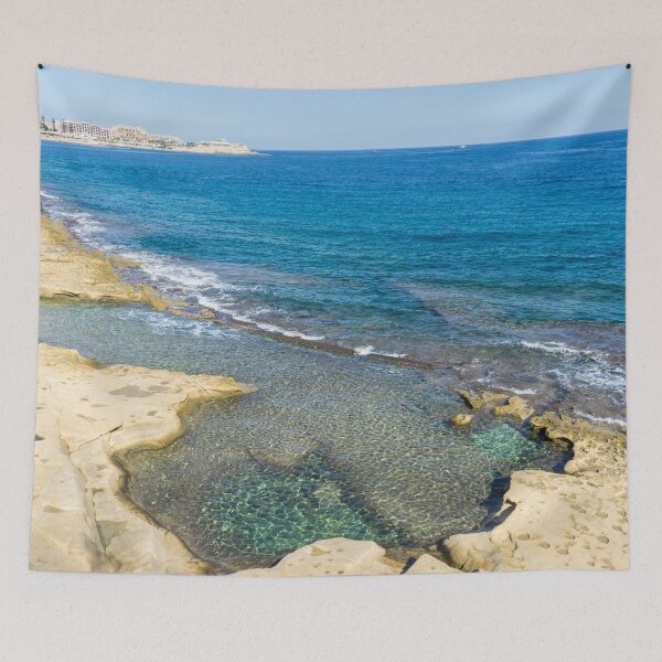 Item preview, Sunshiny Maltese Coast - Natural Beach Pool at Sliema Malta designed and sold by Georgia Mizuleva.