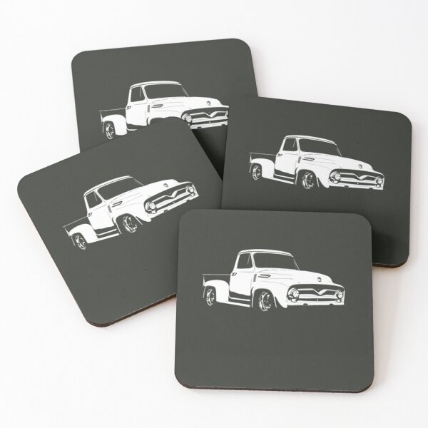 Item preview, Ford F 100 1955 Ford F-100 - stylized white on dark background designed and sold by DavidFoste.