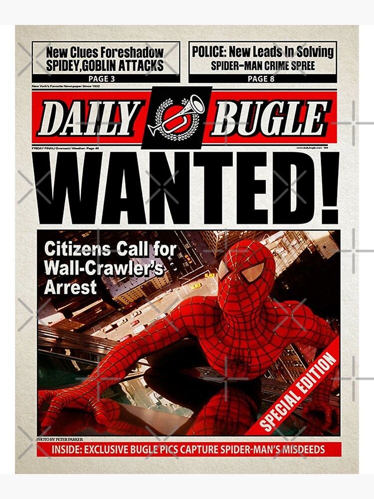 Daily Bugle Wanted Spideman  Poster for Sale by MichaelLile