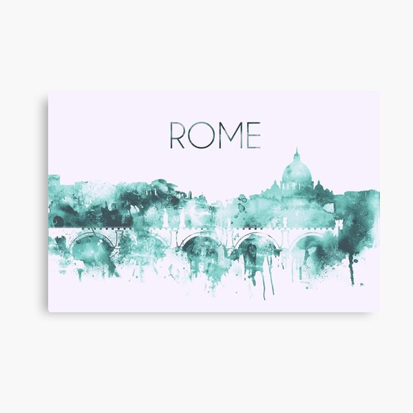 Item preview, Rome Watercolor Blue Skyline of the Italian Capital,Modern Italian Art designed and sold by DimDom.