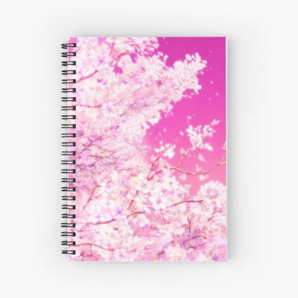 Pink Cherry Blossom Scenery Spiral Notebook