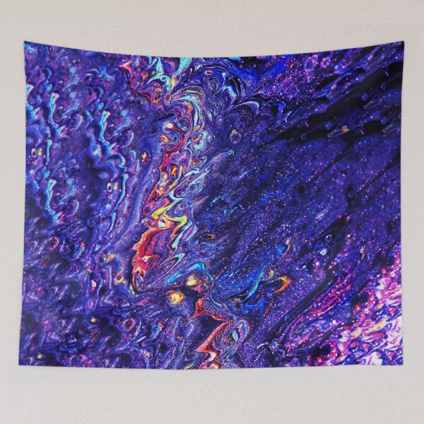 Item preview, Photo Of Multicolored Illustration, Purple Abstract Art, Colorful mix of neon paints swirling on the black surface, Pink and Blue Abstract Painting designed and sold by Abderrahim Bguiguir.