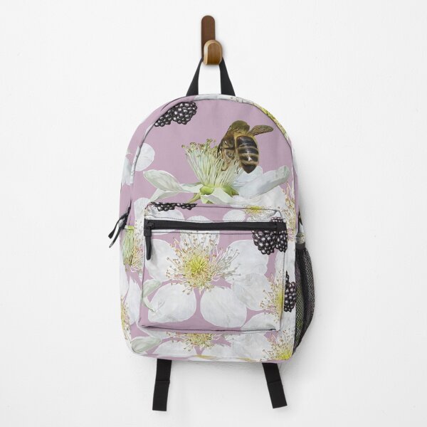 Item preview, Blackberry, Flowers and Bees on Pink Pattern designed and sold by BeccaJaneDesign.