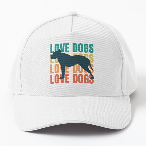 Love Dogs - Retro Pit Bull Terrier Lover Owner Gift Baseball Cap