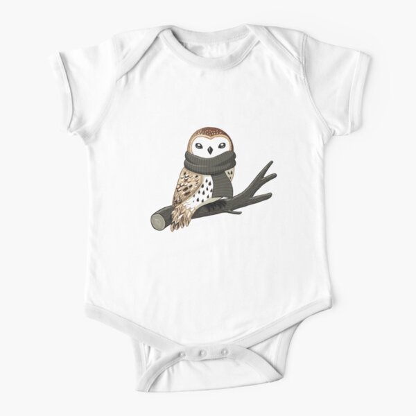 Winter Owl Short Sleeve Baby One-Piece