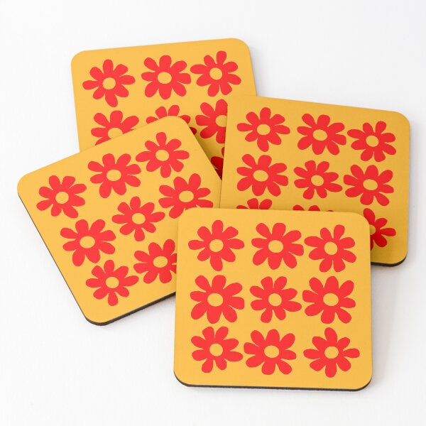 Item preview, Red flowers orange background  designed and sold by DemonicGloom.