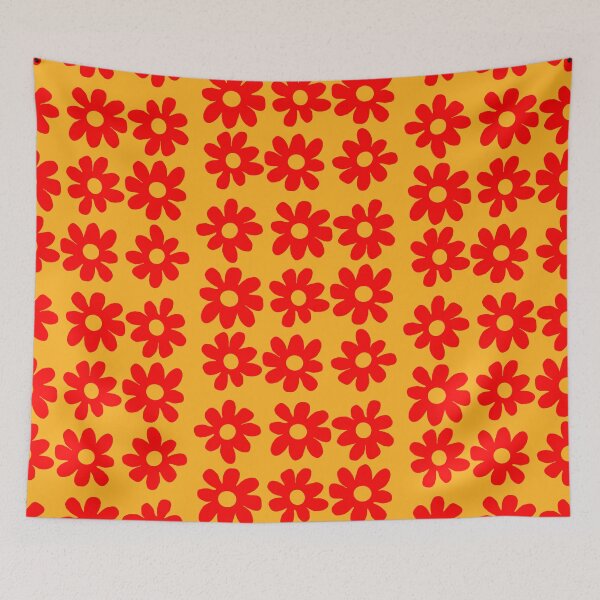 Item preview, Red flowers orange background  designed and sold by DemonicGloom.