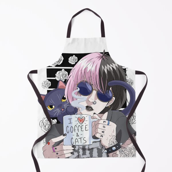 Item preview, Goth Anime Girl Black Gothic Cat Coffee Lover Vaporware designed and sold by Nosek1ng.