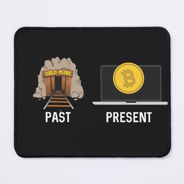 Item preview, Bitcoin Mining. Past vs Present Gold gift for Crypto Trader designed and sold by ProtonProject.