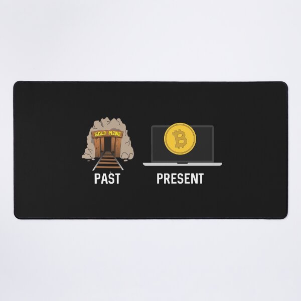 Item preview, Bitcoin Mining. Past vs Present Gold gift for Crypto Trader  designed and sold by ProtonProject.