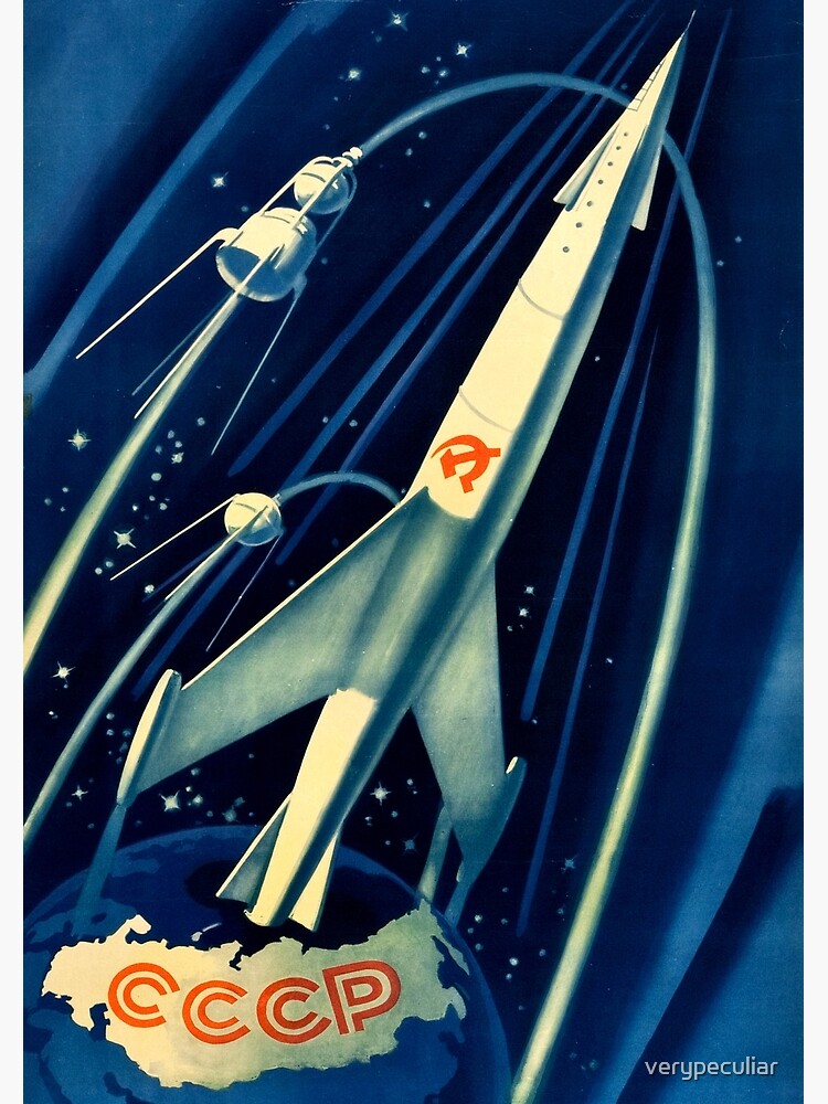 Soviet Space Race Propaganda Poster Greeting Card for Sale by