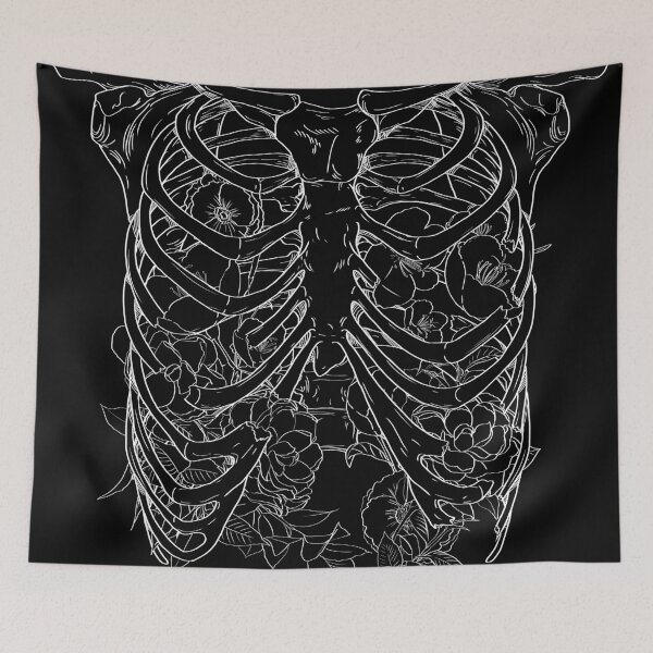 Item preview, Graphic Broken Ribcage and Flowers on Black designed and sold by Saanis.
