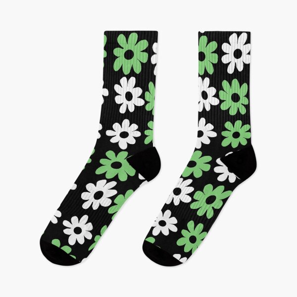 Item preview, Green and white flowers black background  designed and sold by DemonicGloom.