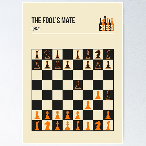 Aperçu de l'œuvre The Fool's Mate Checkmate QH4# Affiche vintage créée et vendue par Stadify.