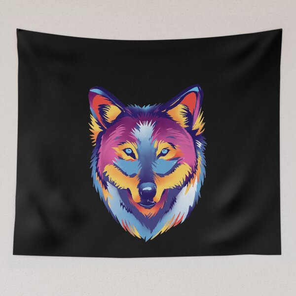 Item preview, Colorful Wolf Animal in watercolor designed and sold by Trenddesigns24.