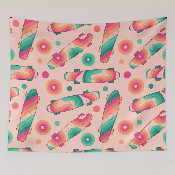 Item preview, Retro Skateboard Print Peach designed and sold by MadeByBeata.