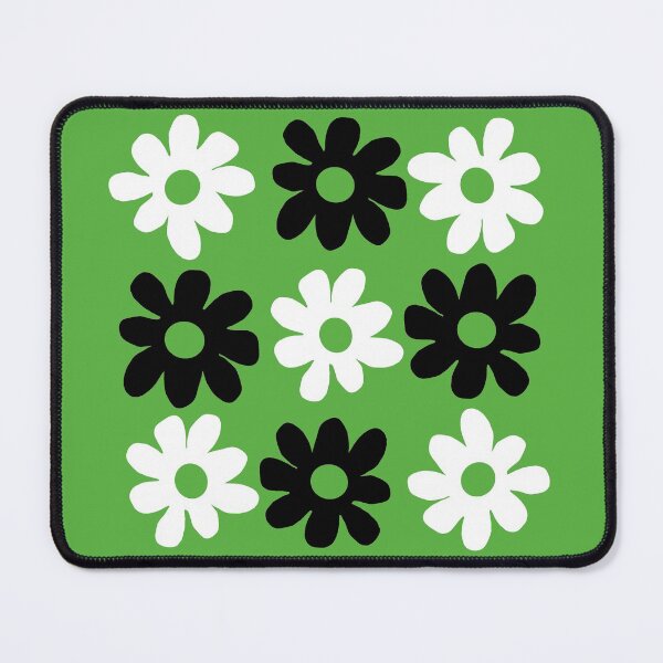 Item preview, Black and white flowers green background designed and sold by DemonicGloom.