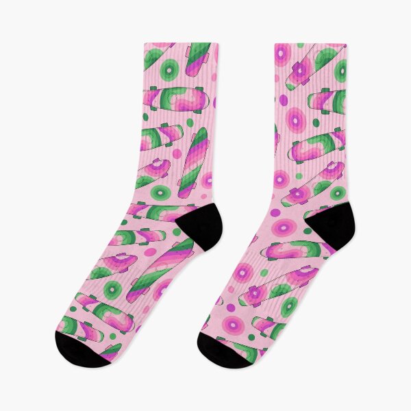 Item preview, Retro Skateboard Print Pink and Green designed and sold by MadeByBeata.