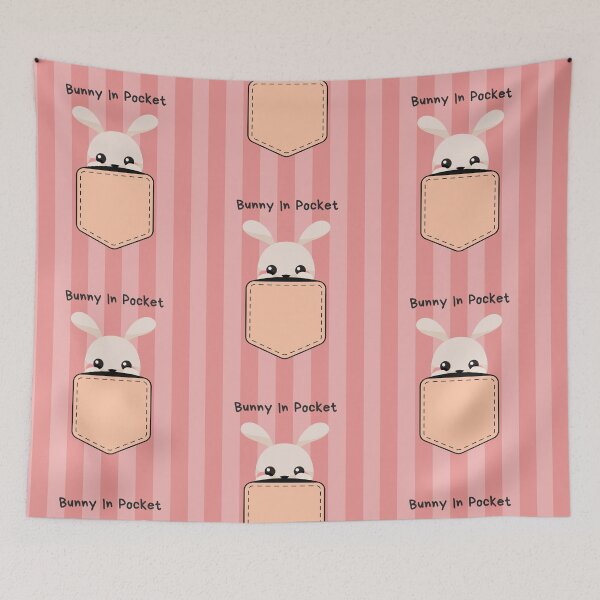 Item preview, Cute Bunny Rabbit In Pocket With Pink Pastel Background designed and sold by allysmar.