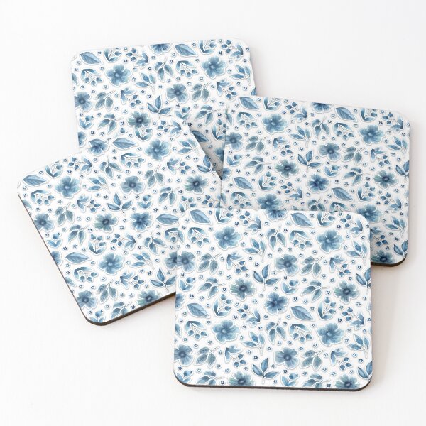 Item preview, Blue flowers pattern designed and sold by gsm-print772.