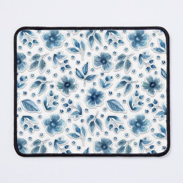 Item preview, Blue flowers pattern designed and sold by gsm-print772.