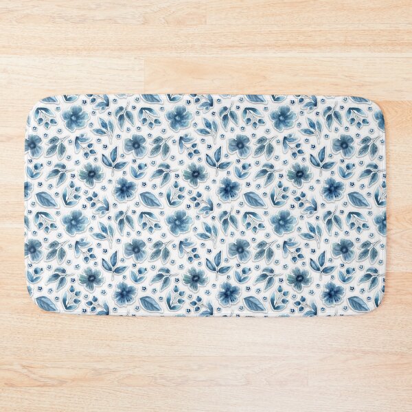 Item preview, Blue flowers pattern designed and sold by gsm-print772.