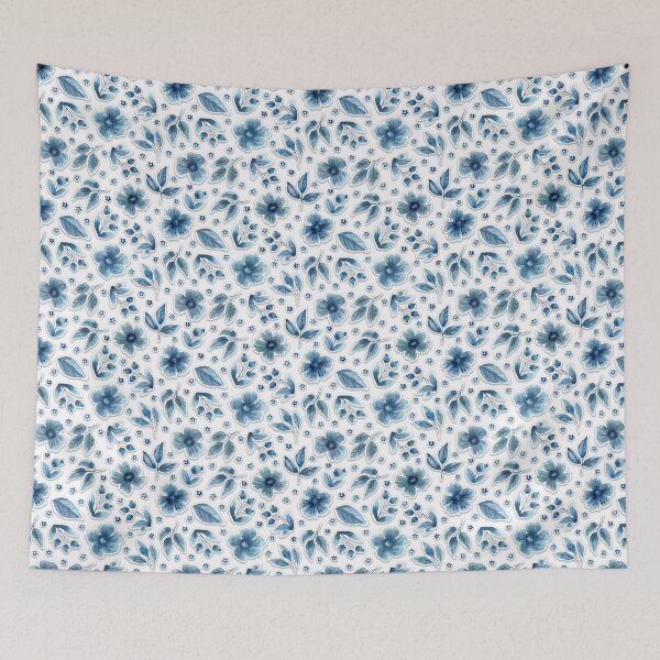 Item preview, Blue flowers pattern designed and sold by gsm-print772.