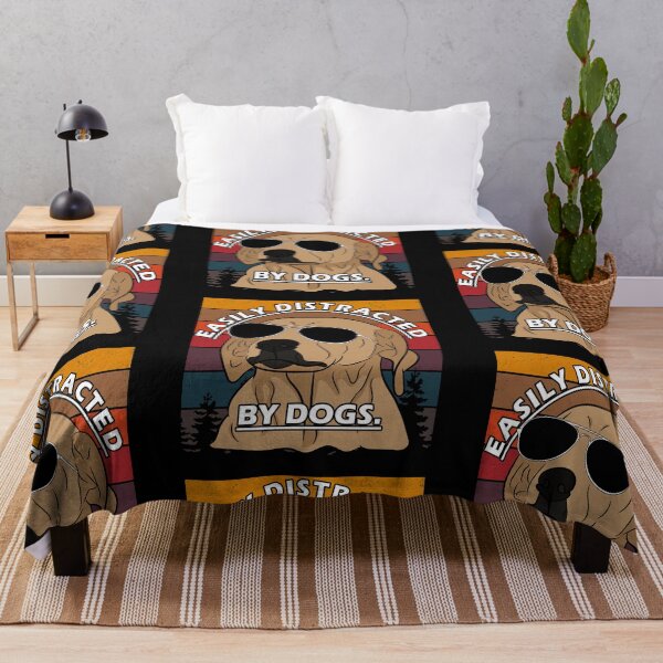 Item preview, Funny distressed retro sunset easily distracted by dogs, dog face saying/quote design designed and sold by SamRVstore.