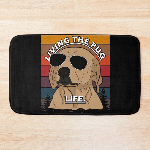 Item preview, Funny distressed retro sunset living the pug life, dog face saying/quote design designed and sold by SamRVstore.
